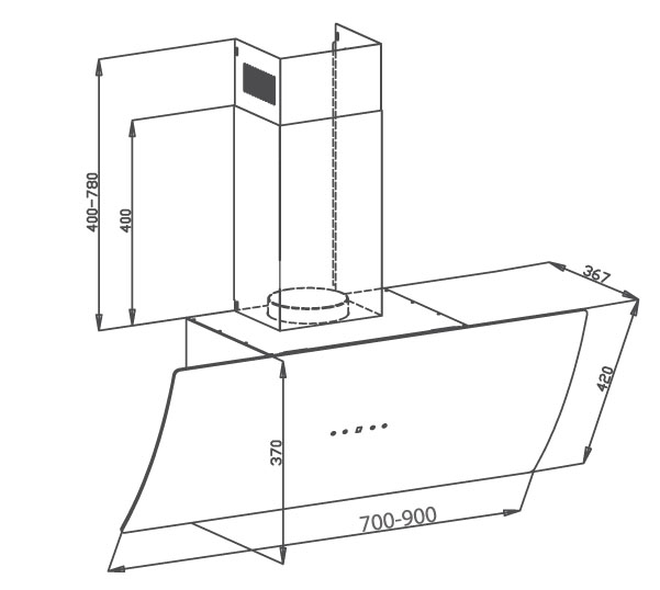 Máy hút mùi kính vát CZ-089D | HOME BEST Thiết bị nhà bếp cao cấp