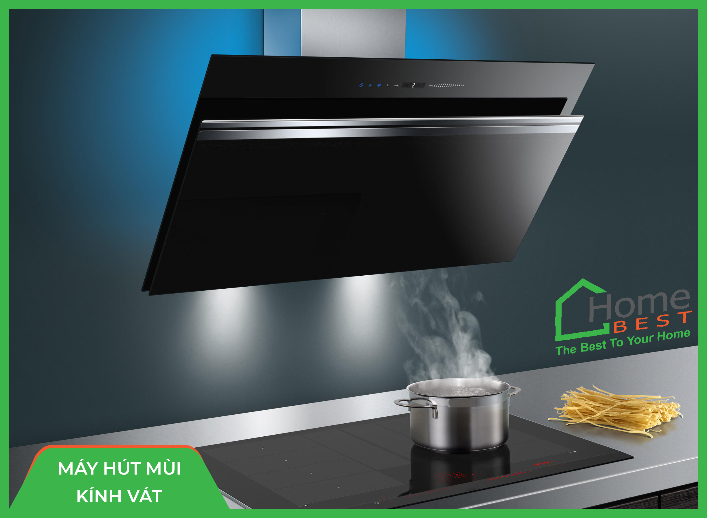 Máy hút khói kính vát KAFF KF-LUX-AT70FH-WH Home Best