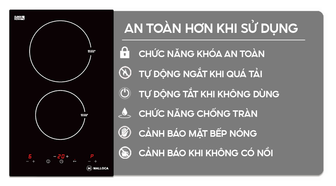 Chức năng an toàn trên bếp điện từ