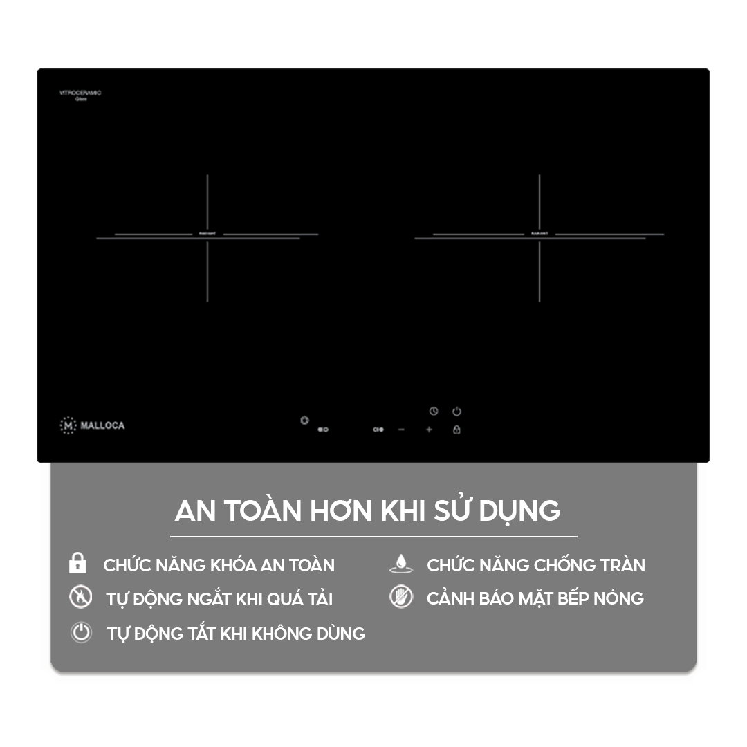 Chức năng an toàn trên bếp điện Home Best 