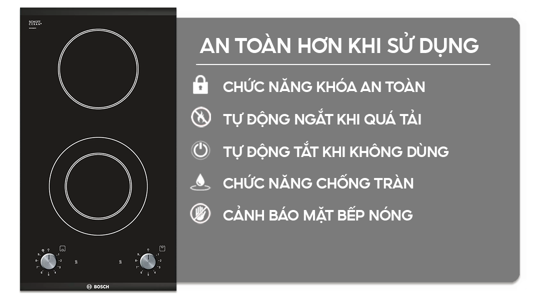 Chức năng an toàn trên bếp điện