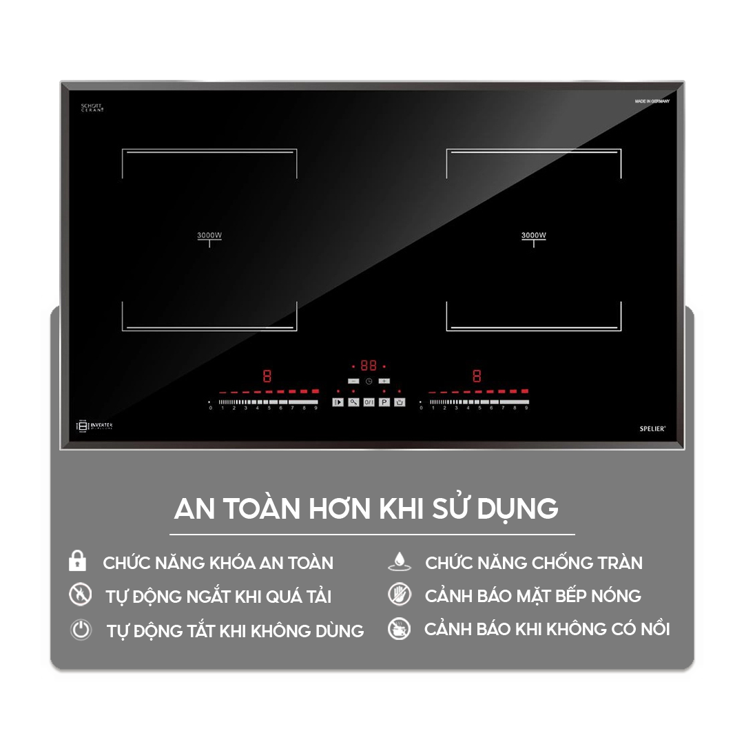 Chức năng an toàn trên bếp điện từ