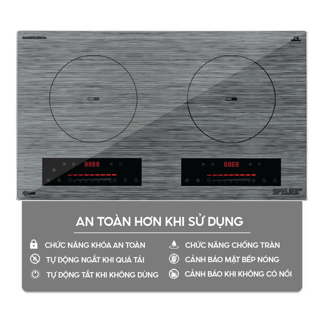 Chức năng an toàn trên bếp điện từ Bếp điện từ đôi Spelier SPM-628I Plus Homebest