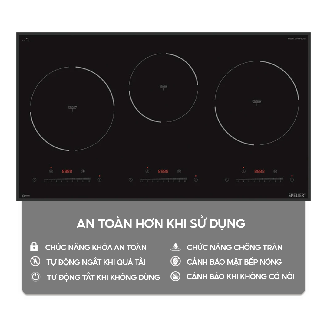 Bếp điện từ 3 vùng nấu Spelier SPM-938I Plus Homebest