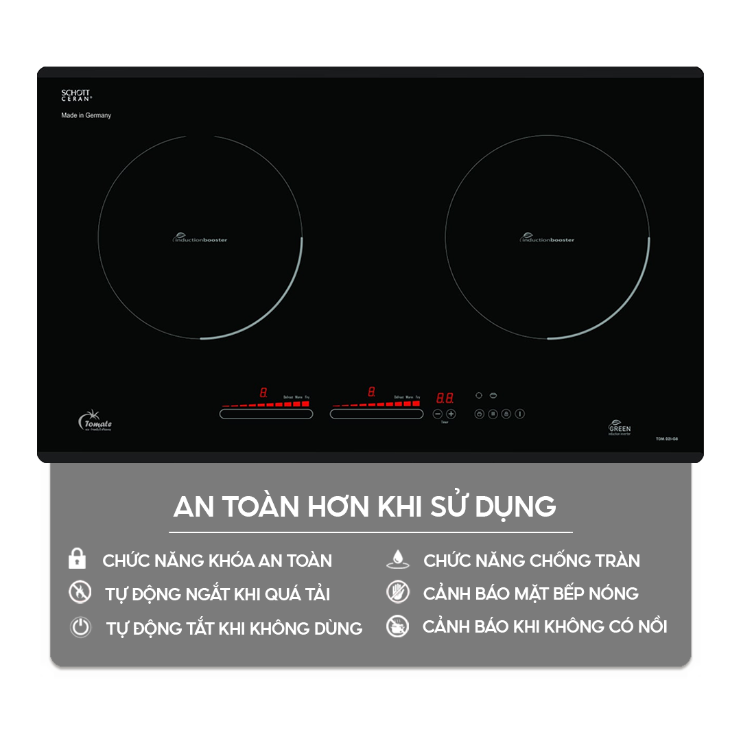 (Combo) Bếp từ đôi Tomate TOM 02I-G8 | Home Best 