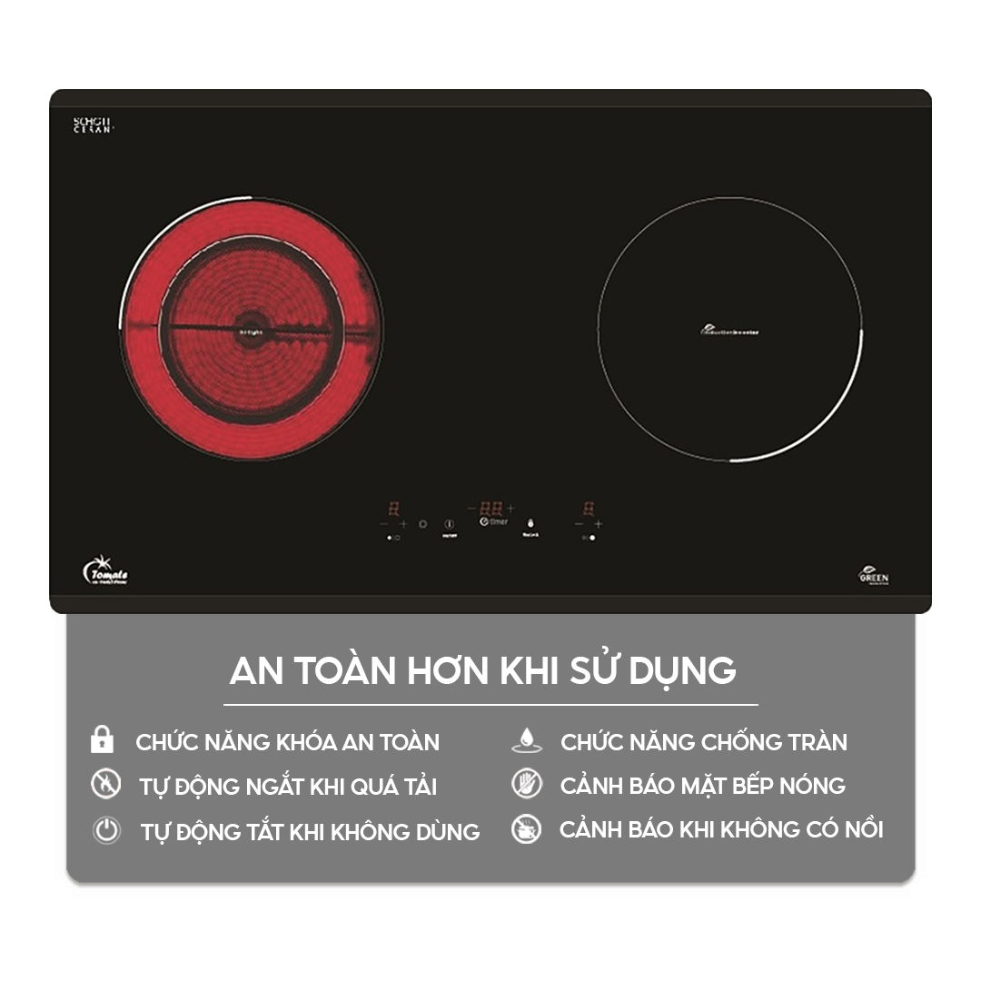 Bếp từ kết hợp hồng ngoại Tomate TOM 02IH-G7 | Home Best