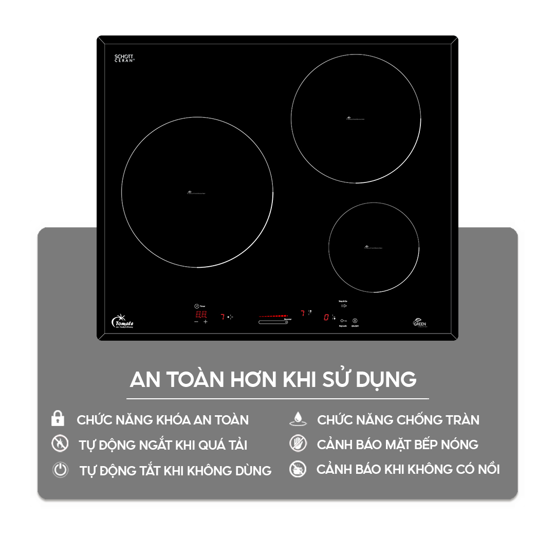 Bếp từ ba vùng nấu Tomate TOM 03IS-8G | Home Best