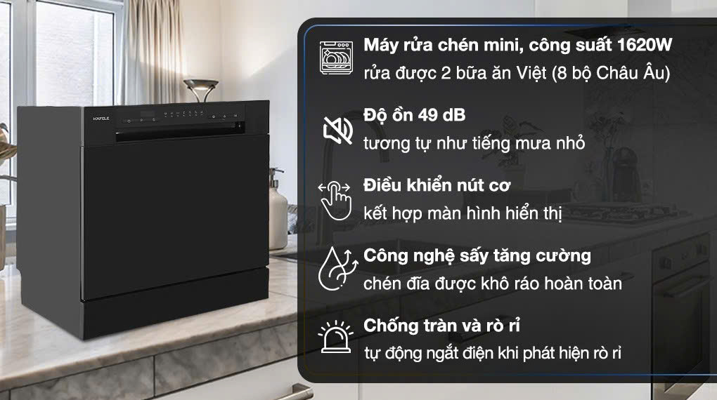Công suất - độ ồn Máy rửa chén bát Hafele HDW-T5531B (538.21.350) | Home Best