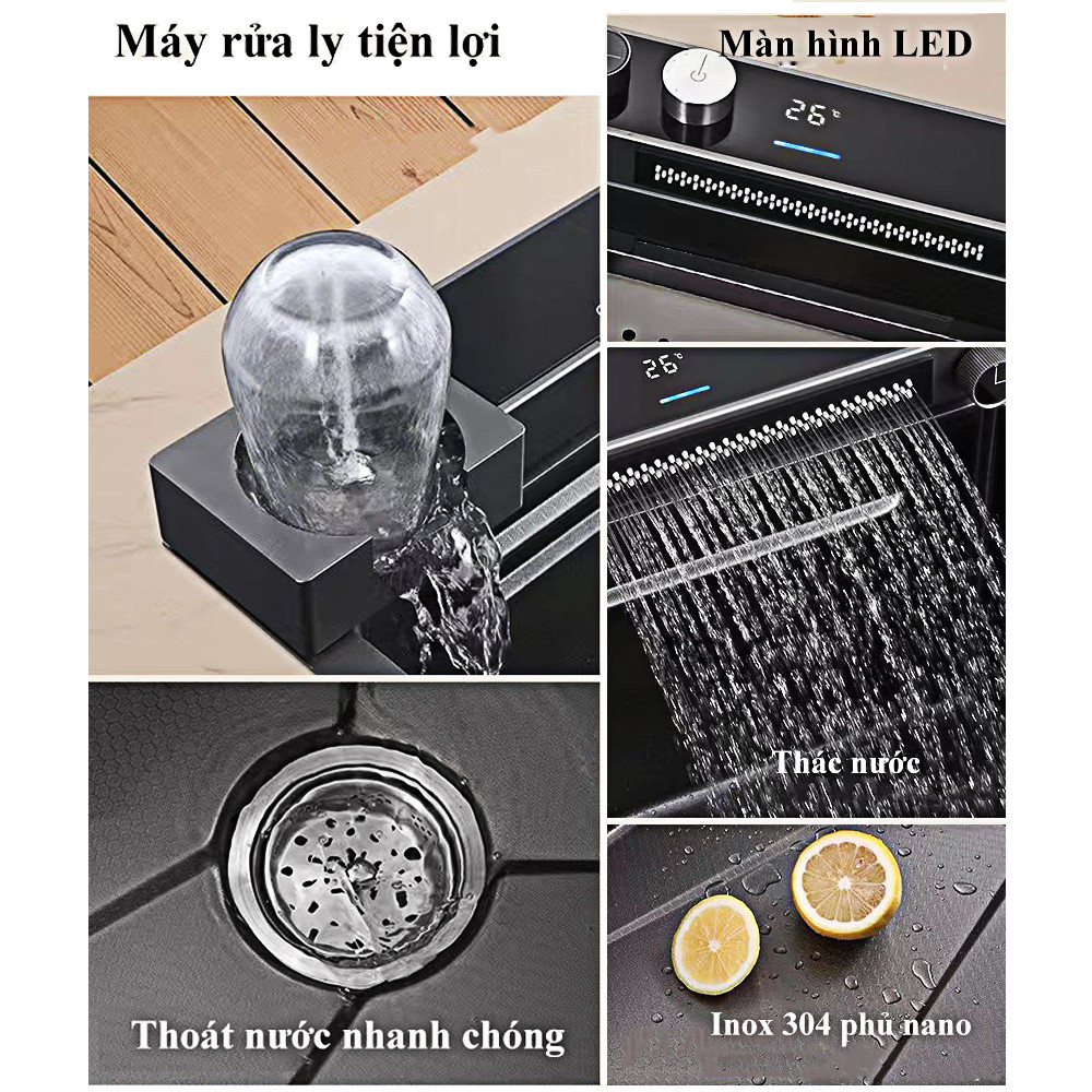 Chậu rửa chén 1 hộc 7546ĐN - Nano đen