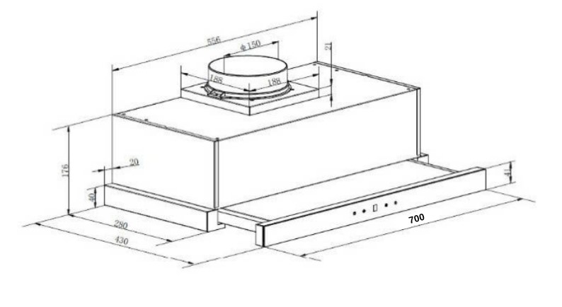 Máy hút khói, hút mùi âm tủ GrandX GX H70F72B (GX H70F72SB)