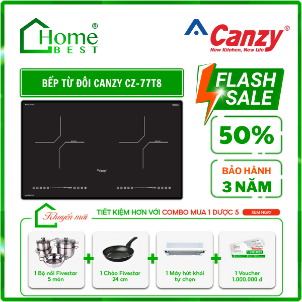(Combo) Bếp từ đôi Canzy CZ 77T8