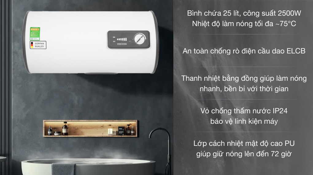 Máy nước nóng gián tiếp treo tường Stiebel Eltron ESH 25 H Plus T-VN