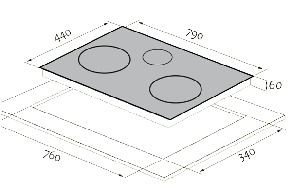 Bếp từ 3 vùng nấu Tomate TOM 03I-8G LUX