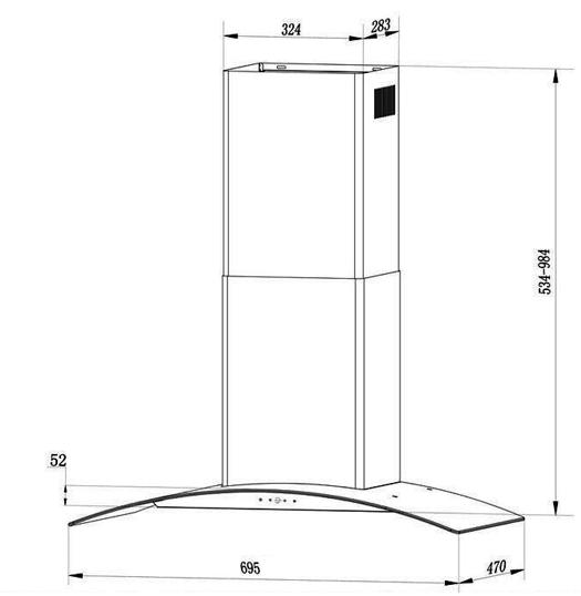 Máy hút khói, hút mùi kính cong KAFF KF-GB207TB