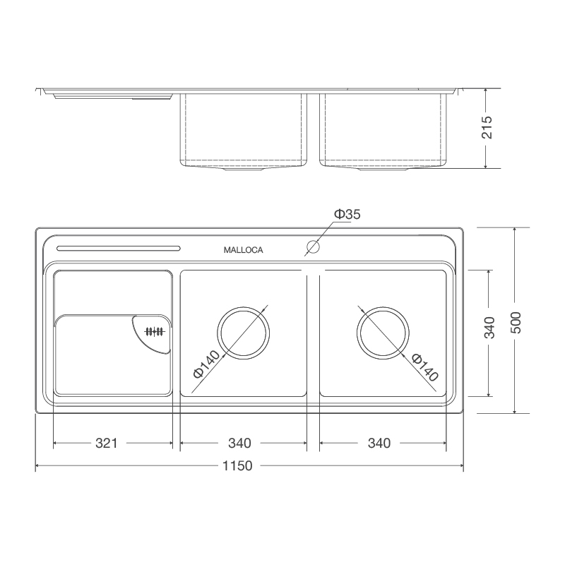 Chậu rửa chén Malloca MS 8816 N