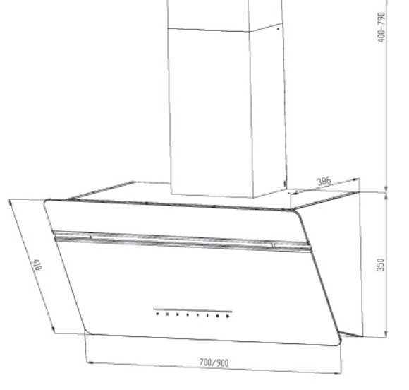 Máy hút khói, hút mùi kính vát Eurosun EH - 90CN73