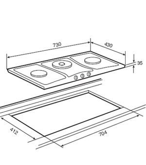 Bếp điện kết hợp gas Teka E/730 2G 1P AI AL TR