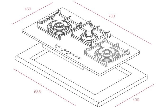 Bếp gas âm Teka GVI 78 3G AI AL 2TR