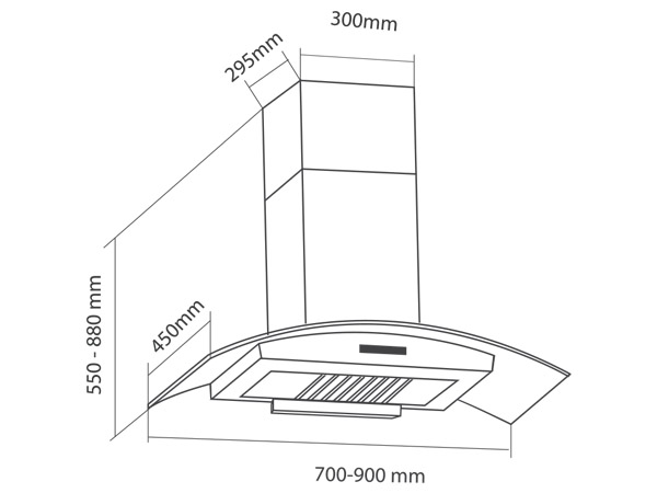 Máy hút khói, hút mùi kính cong Eurosun EH - 90K25