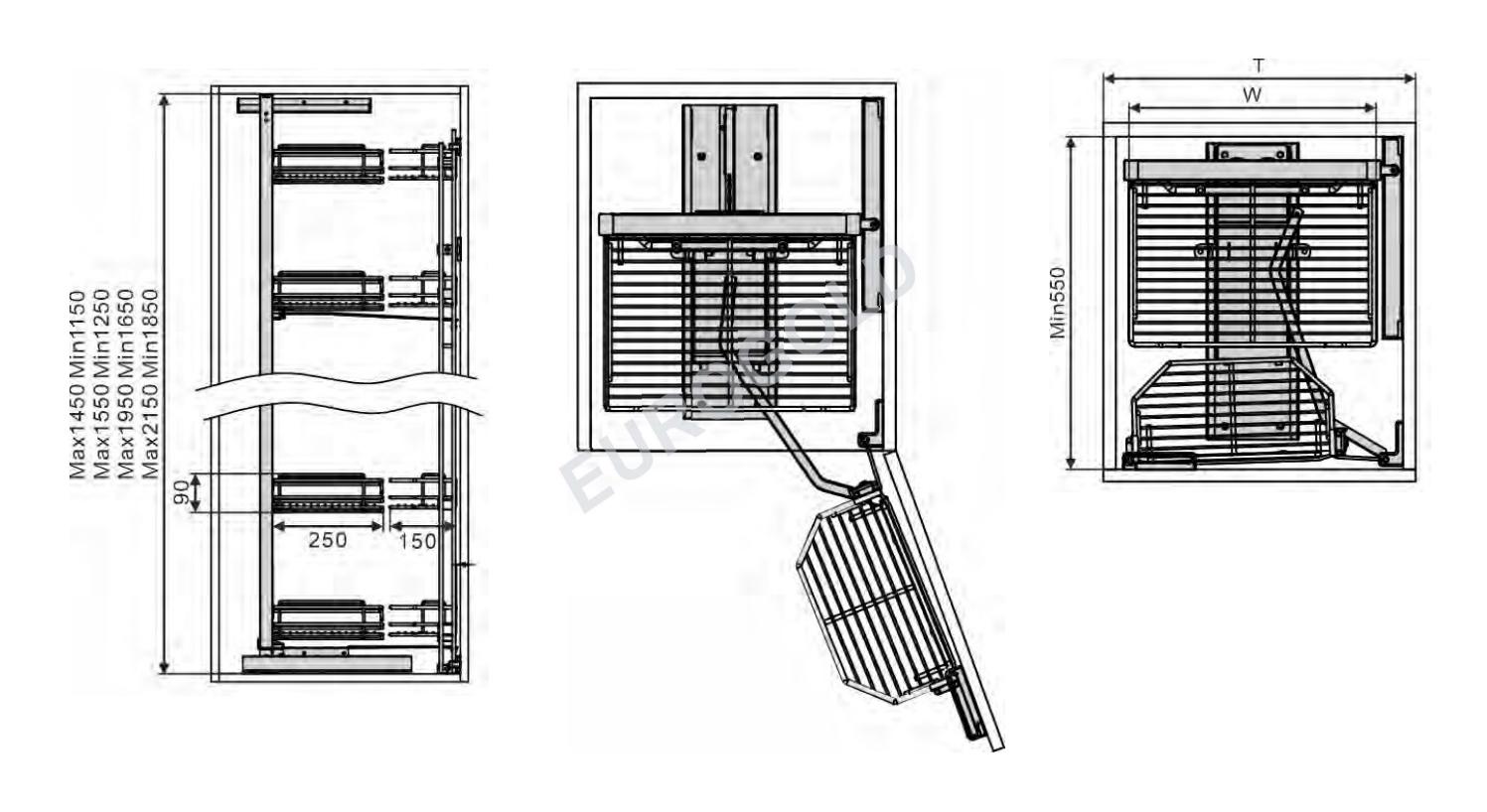 Tủ kho inox nan dẹt 6 tầng cánh mở Eurogold EPL80645