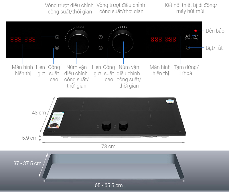 Bếp từ đôi Comfee CIH-55DSU​
