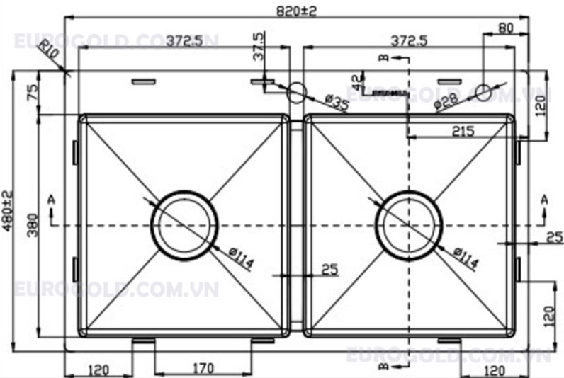 Chậu rửa chén Eurogold EUS18248
