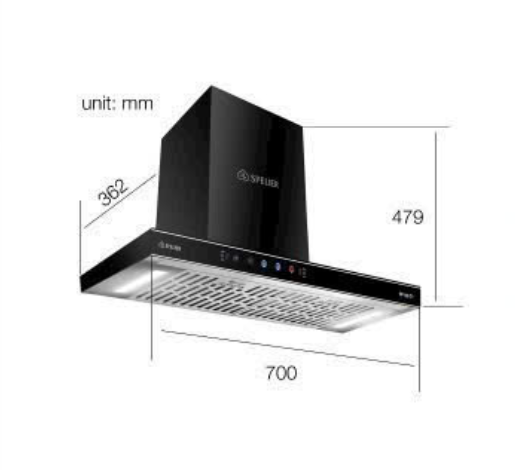 Máy hút khói kính ngang Spelier SP 109 TT SLIM (điều khiển cảm biến vẫy tay)