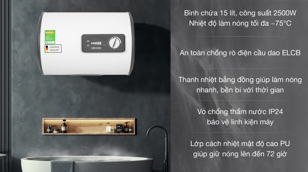 Máy nước nóng gián tiếp treo tường Stiebel Eltron ESH 15 H Plus T-VN