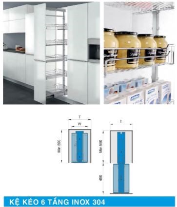 Kệ kéo 6 tầng inox 304 Higold