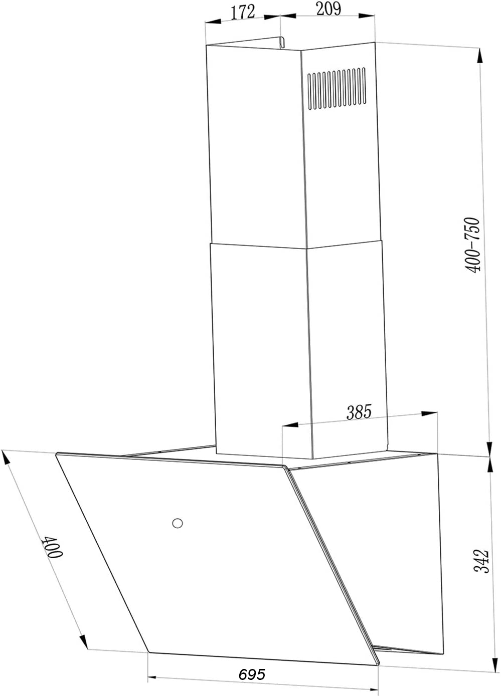 Máy hút khói, hút mùi kính vát Eurogold EUH0770V