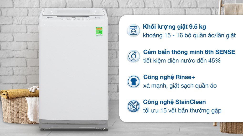 Máy giặt Whirlpool 9.5kg VWVC9502FW