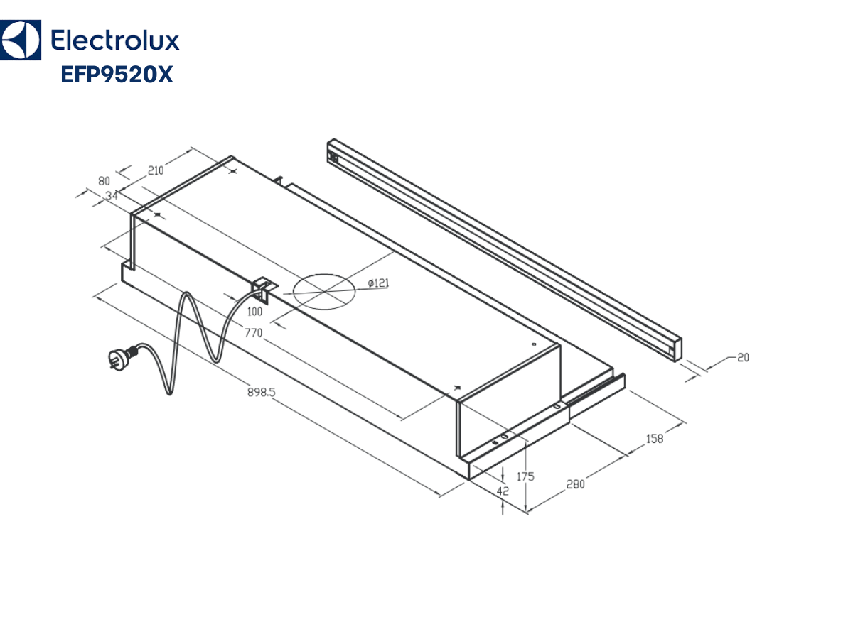 Máy hút khói, hút mùi âm tủ Electrolux EFP9520X