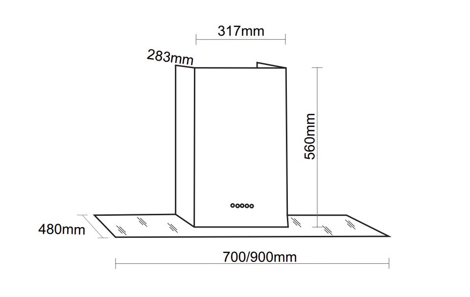 Máy hút khói, hút mùi kính ngang Bauer BC 70/90EB
