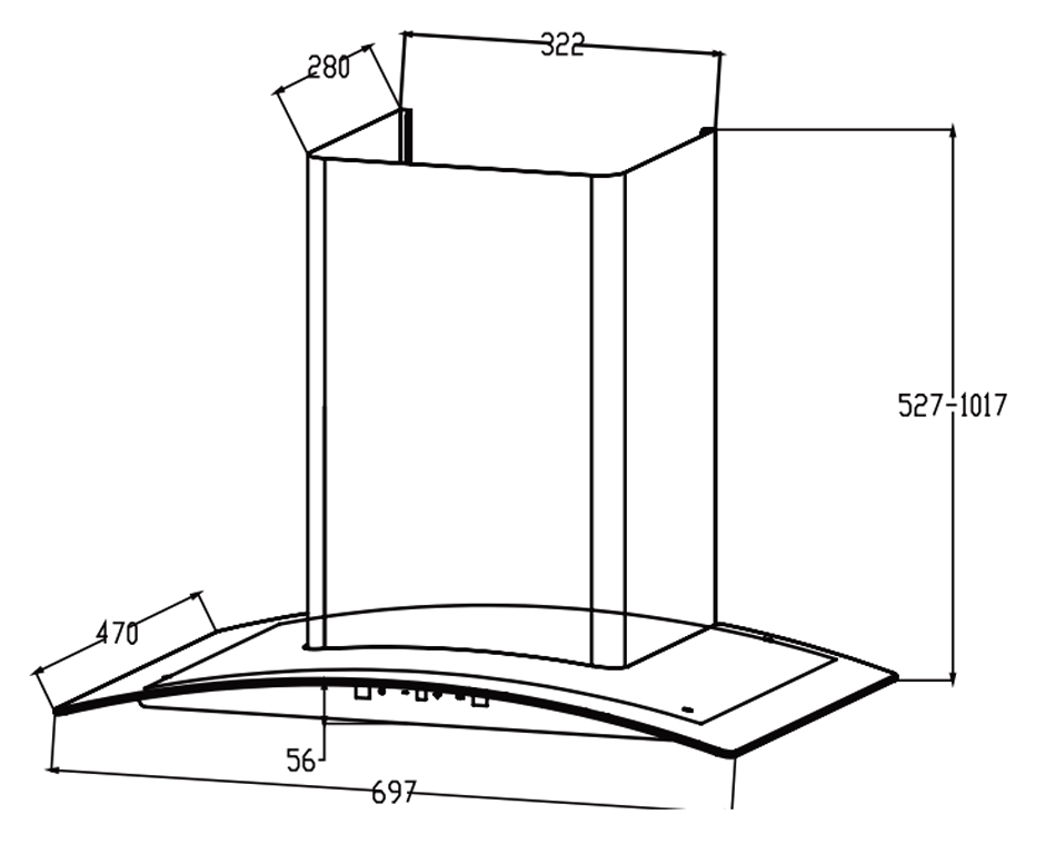 Máy hút khói, hút mùi kính cong Latino LT - INV700C
