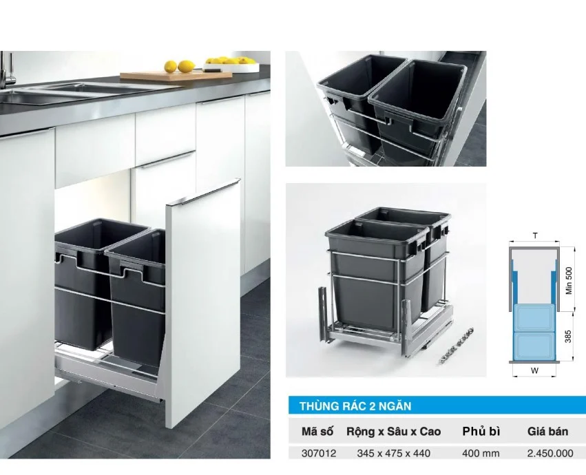 Thùng rác 2 ngăn Higold 307012