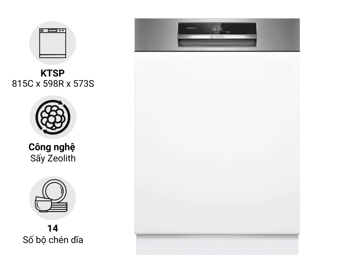 Máy rửa chén âm bán phần Bosch SMI8TCS01E Serie 8