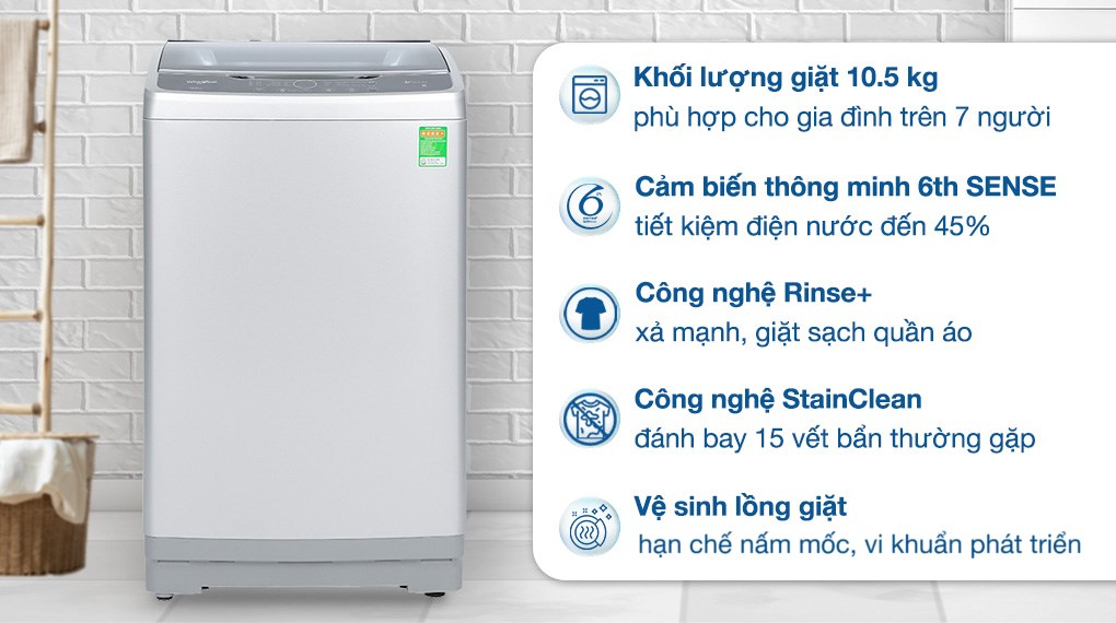 Máy giặt Whirlpool StainClean 10.5kg VWVC10502FS