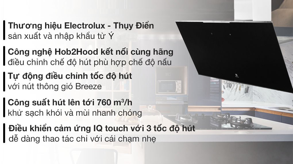 Máy hút khói, hút mùi kính vát Electrolux KFVB19K