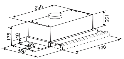 Máy hút khói, hút mùi âm tủ Lorca TA - 3005P - 70cm