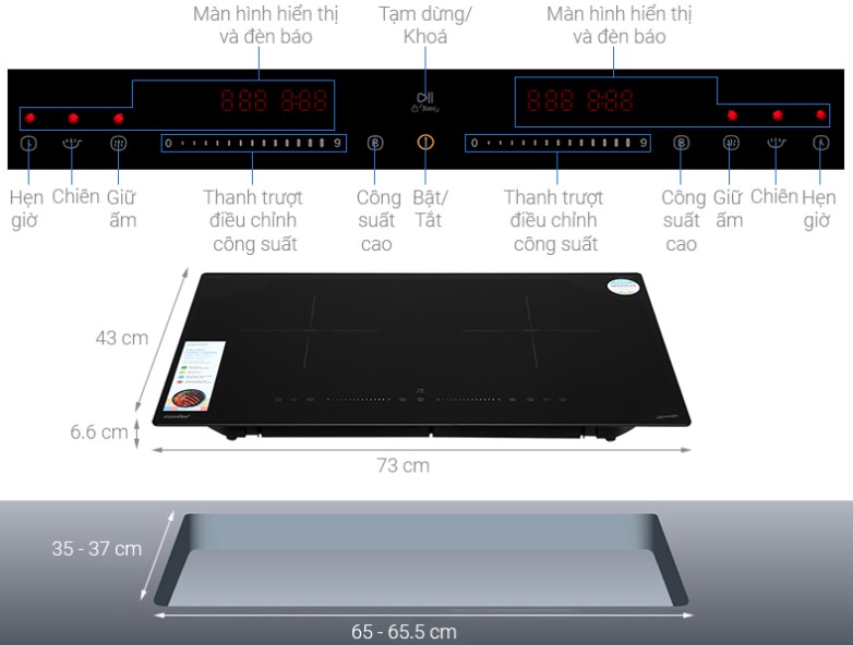 Bếp từ đôi Comfee CIH-40DHE