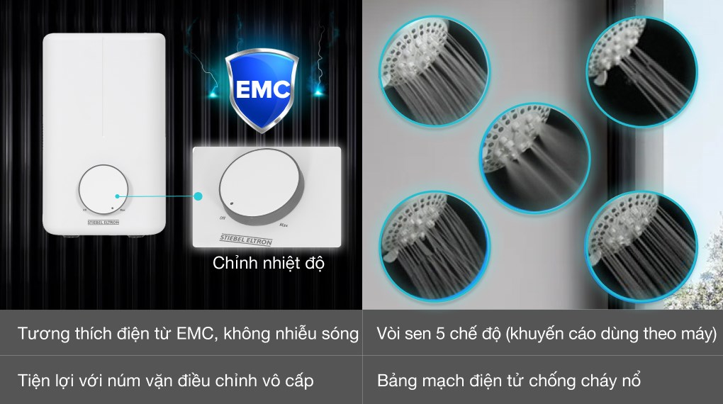 Máy nước nóng trực tiếp đơn điểm Stiebel Eltron DE 45 EC (VN)
