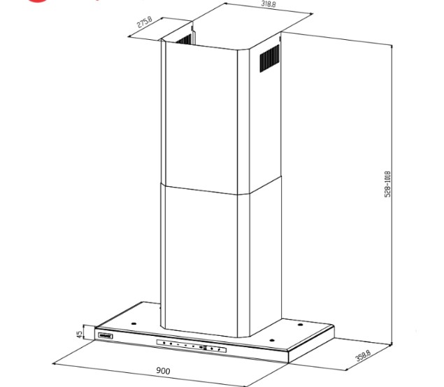 Máy hút khói, hút mùi kính ngang GrandX GX H90C68B (GX H90T68B)