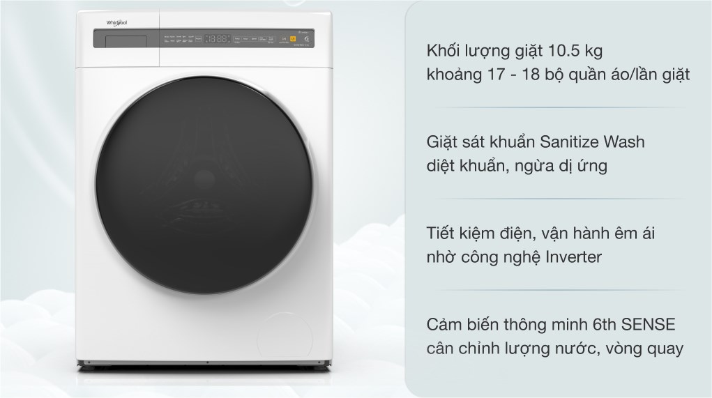 Máy giặt Whirlpool FreshCare Inverter 10.5kg FWEB10502FW