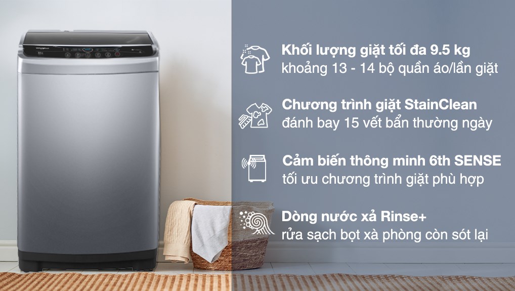 Máy giặt Whirlpool StainClean 9.5kg VWVC9502FS