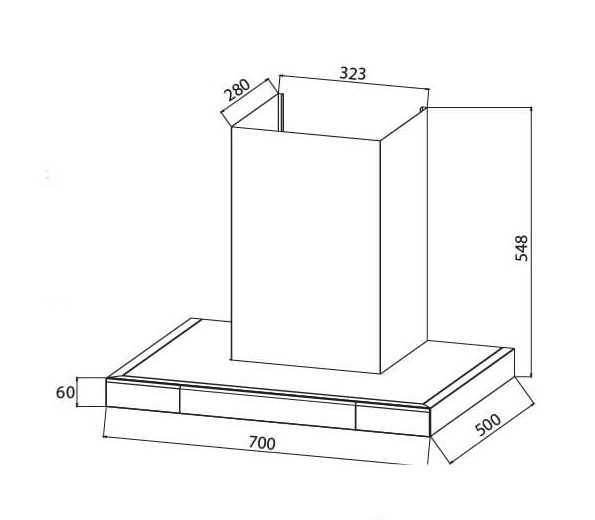 Máy hút khói, hút mùi kính ngang Latino LT-T0870SS (điều khiển cảm biến vẫy tay)