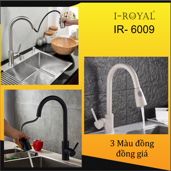 Vòi rửa rút dây vân đá I-ROYAL I-6009D