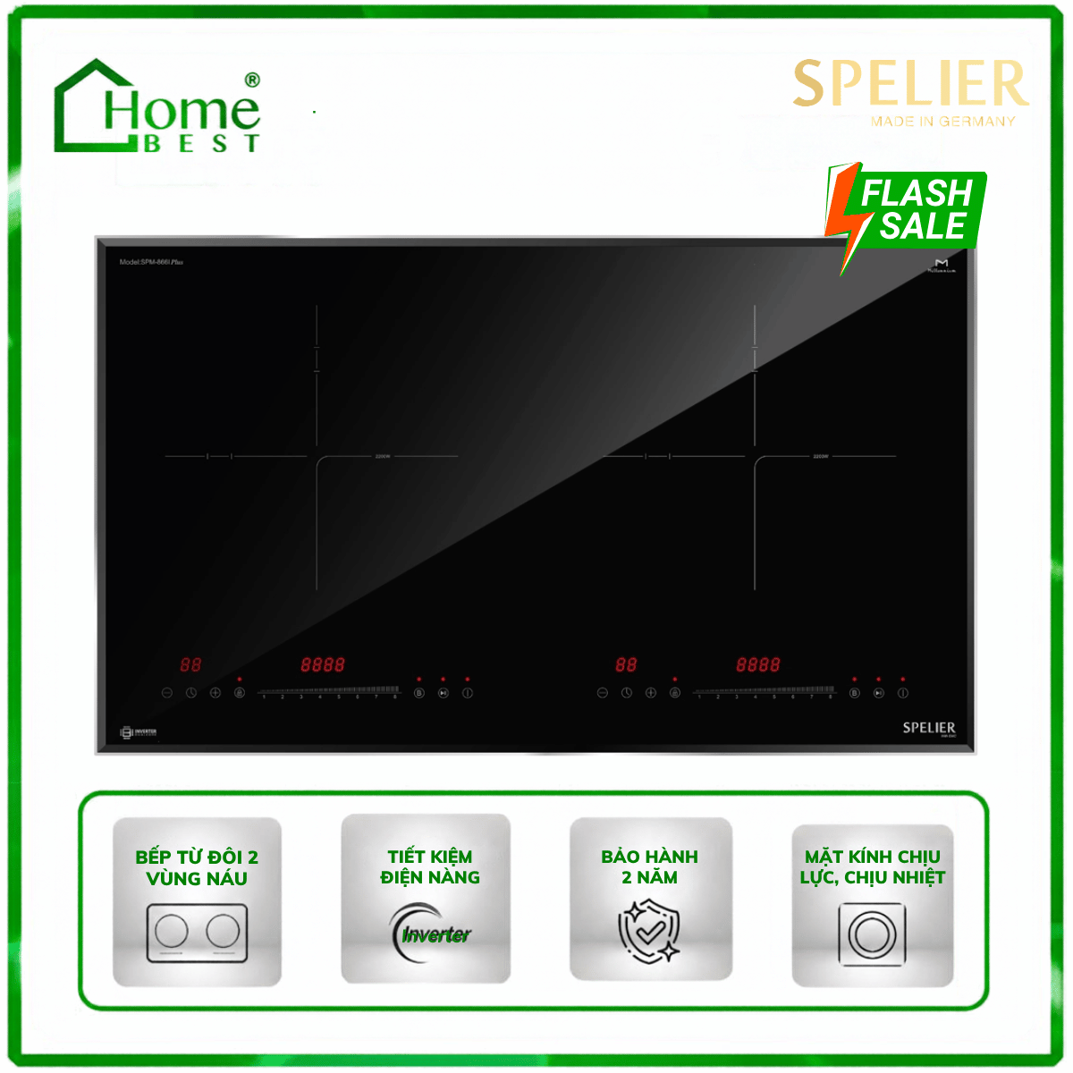 Bếp từ đôi Spelier SPM 866i PLUS