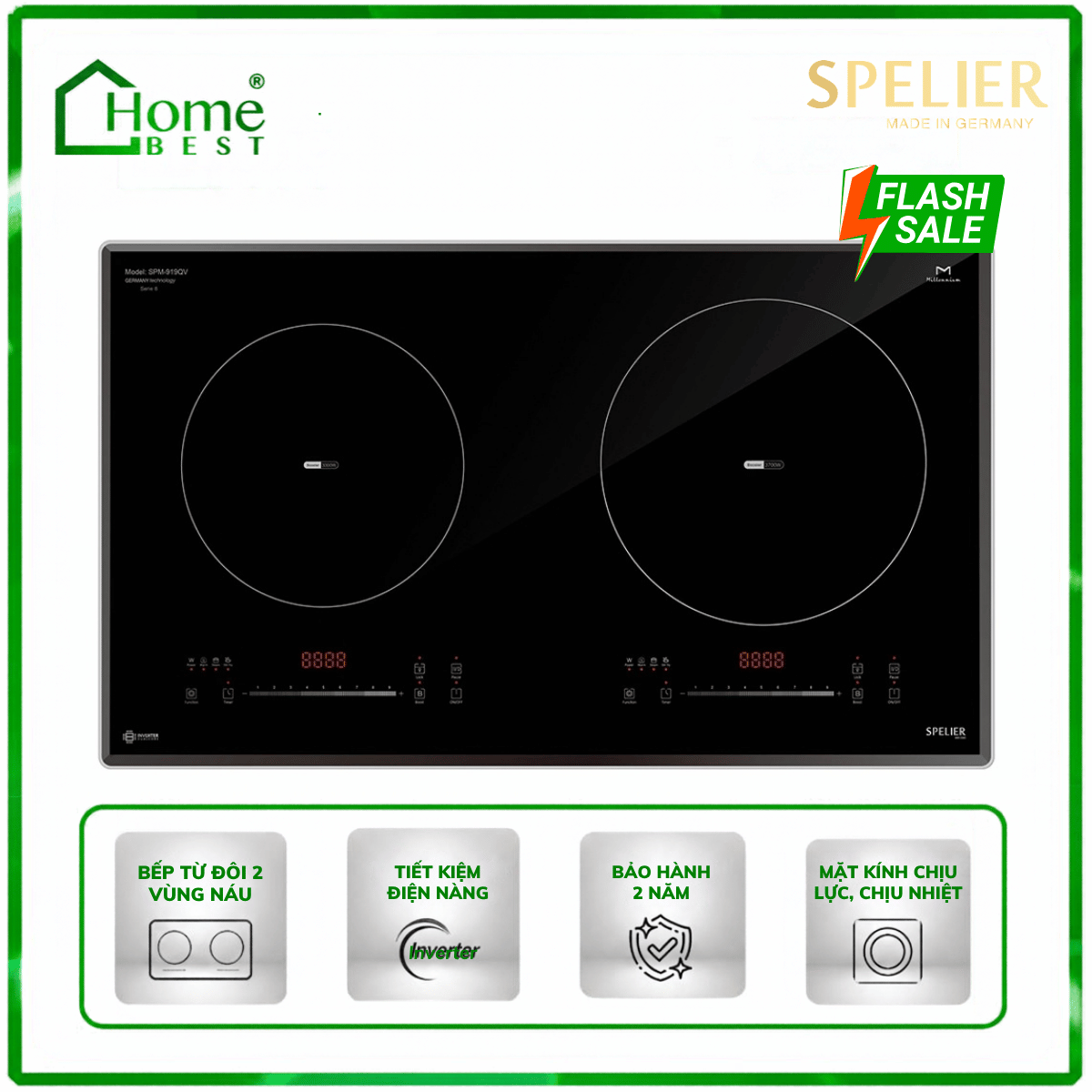 Bếp từ đôi Spelier SPM 919QV
