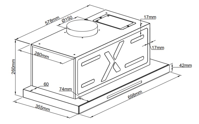 Máy hút khói, hút mùi âm tủ GrandX GX H70F85B