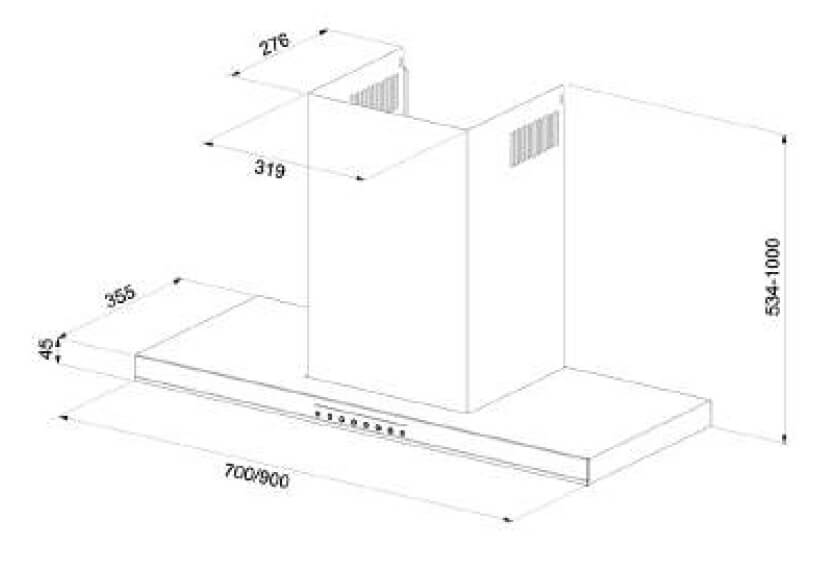 Máy hút khói, hút mùi kính ngang Eurosun EH - 90AF79